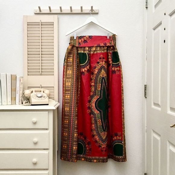 D’Iyanu Bold African Print Maxi Skirt with Sash - Picture 5 of 8